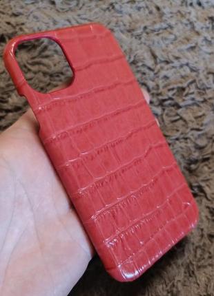 Чехол бампер накладка кожаной iphone 11 коралловый