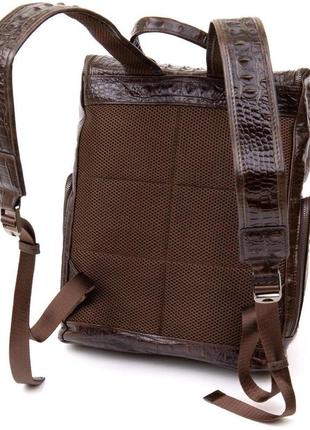 Стильный рюкзак кожа под крокодила тканевая спинка коричневый10 фото