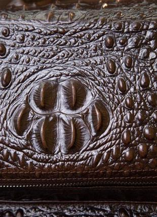 Стильный рюкзак кожа под крокодила тканевая спинка коричневый2 фото