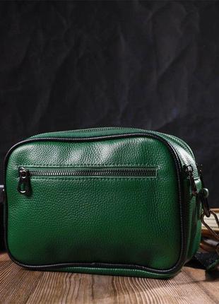 Зеленая сумка сумочка через плечо стильная кросс-боди кожаная стеганная 7221136 фото