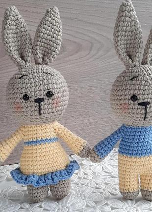 Игрушки ручной работы, патриотический сувенир, зайчик вязаный, мягкая игрушка зайчик,...