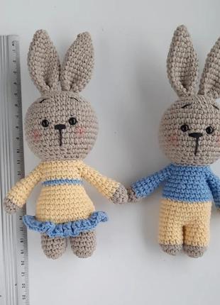 Игрушки ручной работы, патриотический сувенир, зайчик вязаный, мягкая игрушка зайчик,...