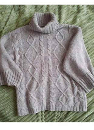 Вязаный свитер кофта с горлом