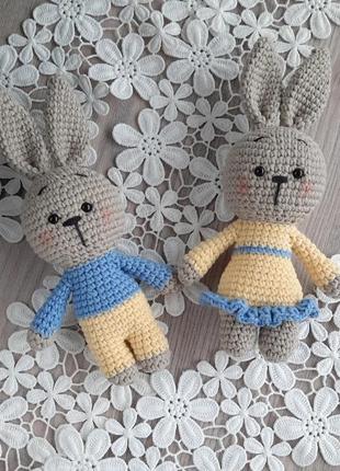Игрушки ручной работы, патриотический сувенир, зайчик вязаный, мягкая игрушка зайчик,...