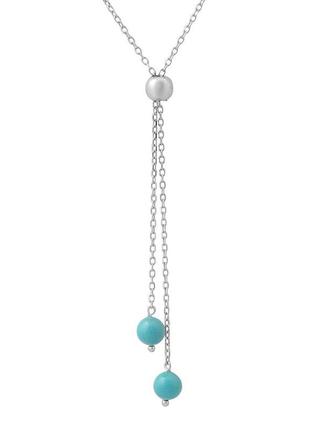 Серебряное колье ogosilver с бирюзой, вес изделия 3,49 гр (2169826) 500 размер