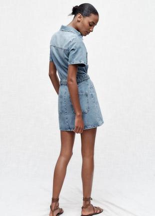 Джинсове плаття-сорочка міні zara z1975 джинсовий сарафан зара 6147/1083 фото