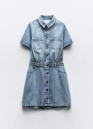 Джинсове плаття-сорочка міні zara z1975 джинсовий сарафан зара 6147/1085 фото