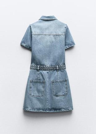 Джинсове плаття-сорочка міні zara z1975 джинсовий сарафан зара 6147/1086 фото
