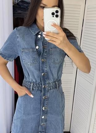 Джинсове плаття-сорочка міні zara z1975 джинсовий сарафан зара 6147/1089 фото
