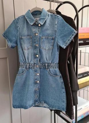 Джинсове плаття-сорочка міні zara z1975 джинсовий сарафан зара 6147/1084 фото