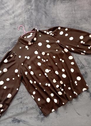 Трендовая рубашка в горошек с объемными рукавами от papaya