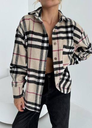 Тепла жіноча сорочка oversize (кашемір)