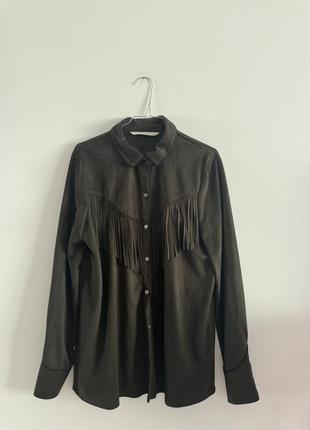 Рубашка zara с бахромой