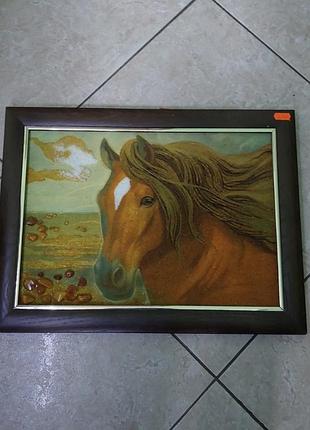 Картина з бурштину «кінь»30х40см