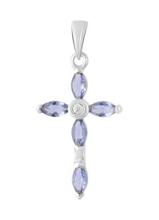 Срібний хрестик silverthin з аметистом 1.295ct (2106999)