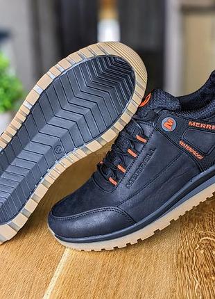 Крепкие мужские кожаные мужские кроссовки мерелл удобные и ноские