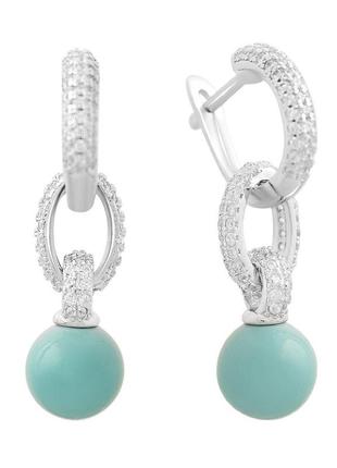 Серебряные серьги silverthin с бирюзой (2168003)