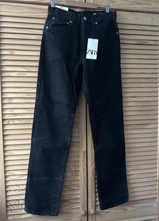 Джинси zara з потертостями mid rise relaxed fit