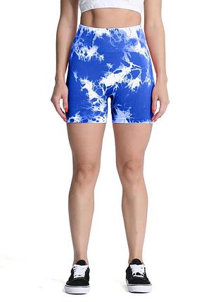 Шорты с мраморным принтом, голубые с белым, размер l