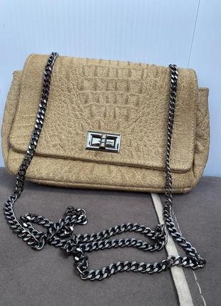 Женская сумочка цвета капучино из натуральной итальянской кожи