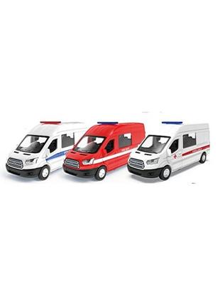 Авто машина мет. автопром 4373  1:52 ford transit police car,відкр. двері,короб. 14,5*6,5*7см