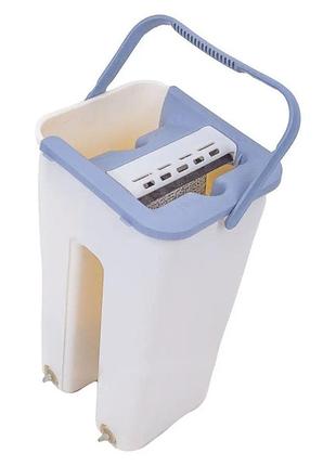 Швабра с ведром 4 л с автоматическим отжимом и складной ручкой / швабра лентяйка с самоотжимом