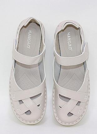 Жіночі літні туфлі бежевого кольору на липучці беж5 фото