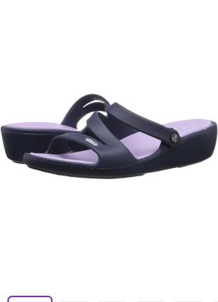Шлепанцы crocs patricia женские синие на танкетке us w8 eur 38-39 уст.23.5 см