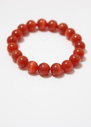 Браслет  из натурального камня красный кошачий глаз