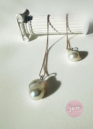 Ns.jem🌸 підвіси натуральні прісноводні блістерні перли з золотом 585