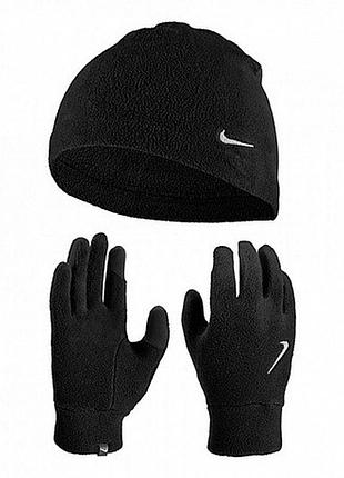 Набір шапка і рукавички nike m fleece hat and glove set black/black/silver чорний чол s/m