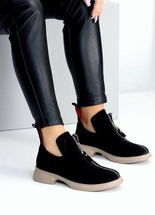 22225 туфлі замшеві, черевики демісезонні на блискавці