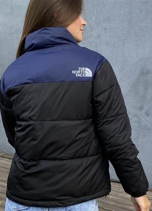 Куртка демисезонная the north face с рефлективным лого черная с синим