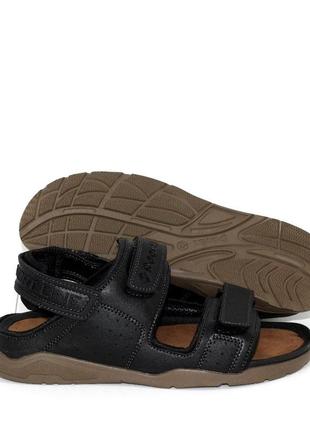 Чоловічі модні спортивні чорні сандалі на липучках чорний4 фото