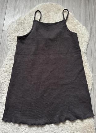 Майка вафельная графитовая удлиненная