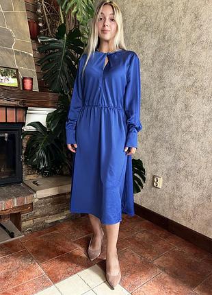 Сукня в синьому сатині 3
