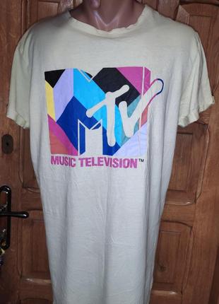 Стильная фирменная оверсайз футболка каттон mtv.м-л