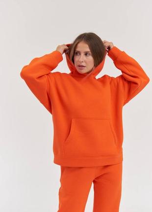 Теплий трикотажний спорт костюм із капюшоном на флісі