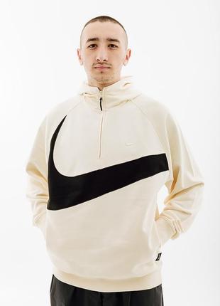 Мужская толстовка nike swoosh hoodie бежевый xl (7ddx0566-113 xl)1 фото