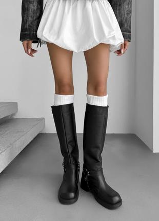 Жіночі демісезонні чоботи-труби із натуральної шкіри хіт 24 11211