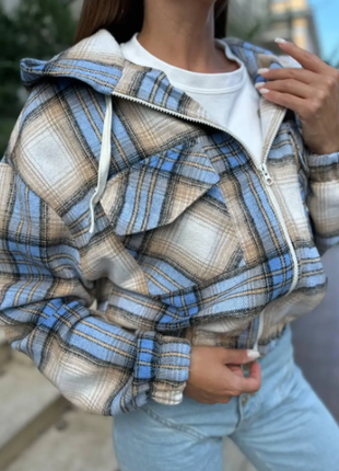 Женская рубашка - куртка в клетку коттон на змейке 3 цвета  s-m, l-xl sin2026-1038aве