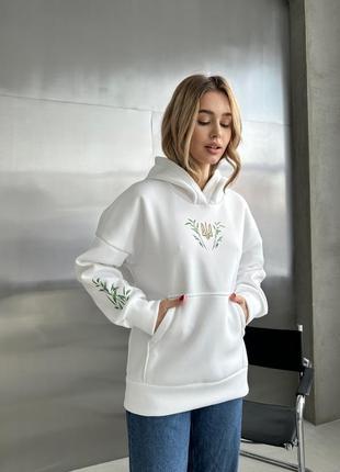 Теплая худи толстовка на флисе в патриотическом стиле 3 цвета