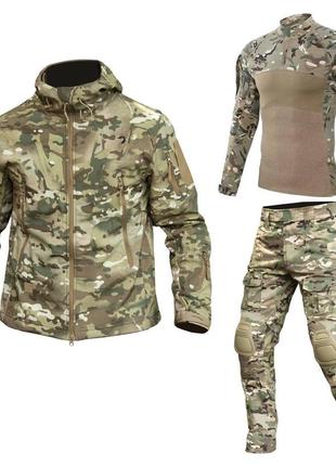 Тактический комплект формы soft shell caiman мультикам