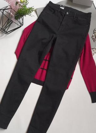 Monki черные длинные брюки джинсы с высокой посадкой р 34 сток