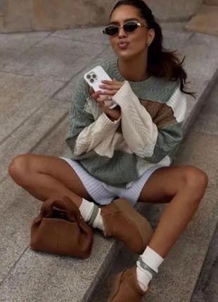 Вʼязаний трьох колірний светр джемпер кофта оверсайз zara