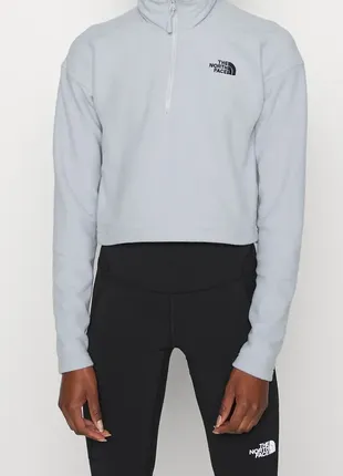 Стильный укороченный флисовый свитшот the north face оригинал, серая флисовая кроп топ кофта