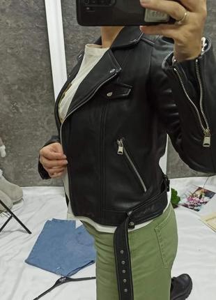 Кожаная куртка zara,натуральная кожаная косуха6 фото