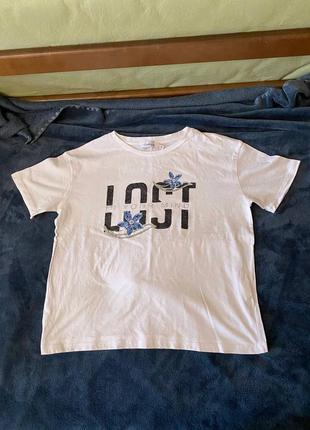 Женская белая футболка conbipel (размер указан m) (100% хлопок))