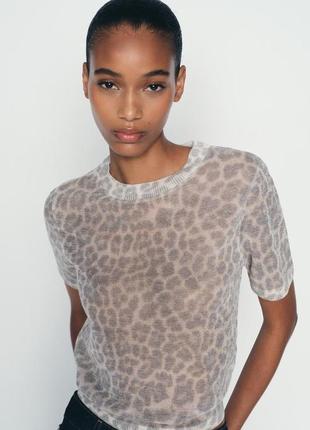 Тонкий трикотажний топ з лео zara new
