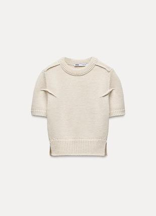 Вкорочений бежевий топ zara new